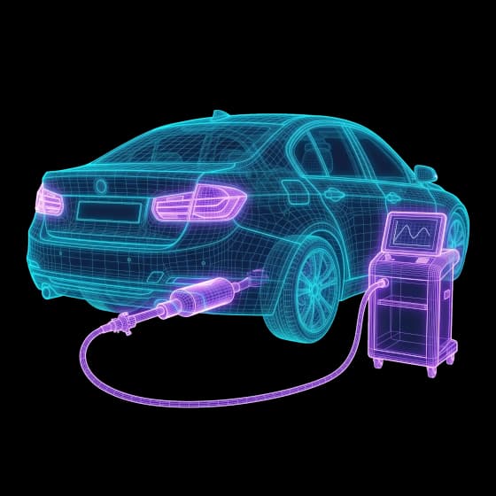 Fahrzeug-Wireframe mit hervorgehobener Abgasanlage